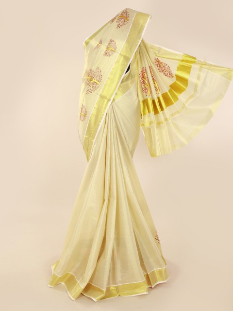 

Pothys Cream-Coloured Woven Design Pure Cotton Saree