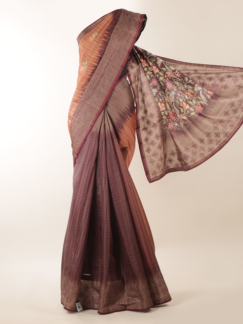 

Pothys Brown Solid Jute Silk Saree