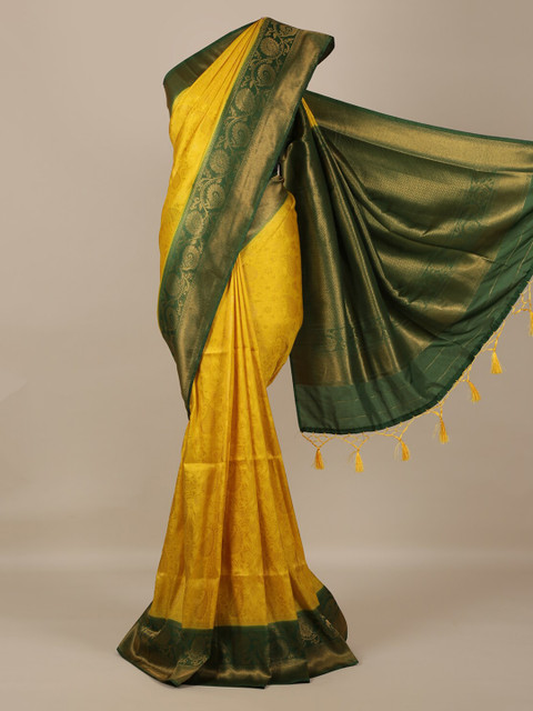 

Pothys Yellow Woven Design Jute Silk Saree