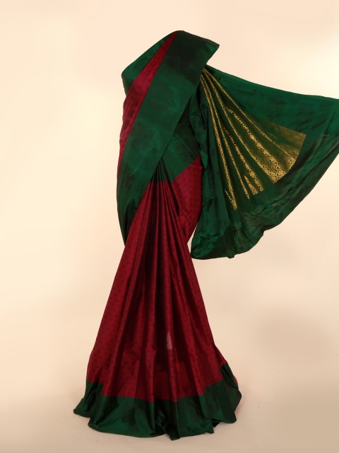 Pothys Maroon & Green Pure Silk Woven Design Kanjeevaram Saree