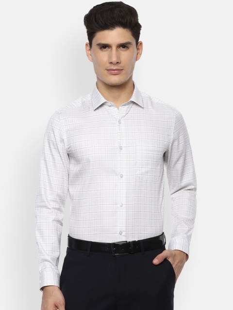 

Louis Philippe Men White Slim Fit Checked Cotton Formal Shirt