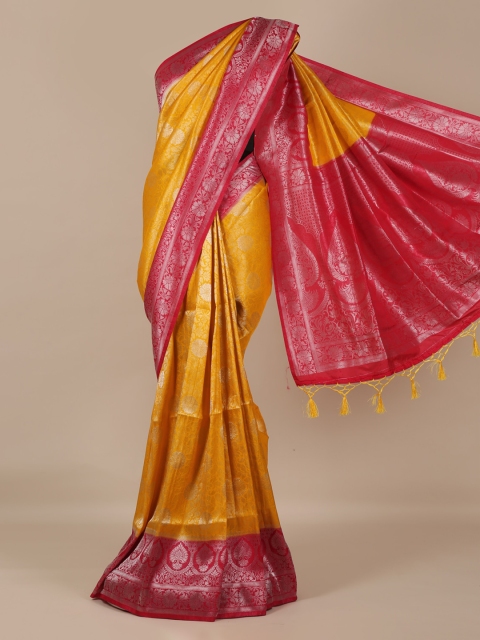 

Pothys Yellow & Pink Jute Silk Woven Design Saree