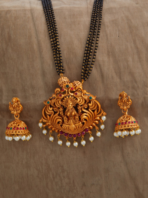 

Alankruthi Gold-Plated Pink & White Beads and Pearls Studded Multistranded Jewellery Set, Multi