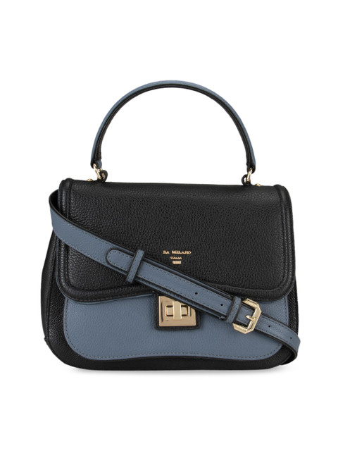 

Da Milano Black & Blue Solid Handheld Bag