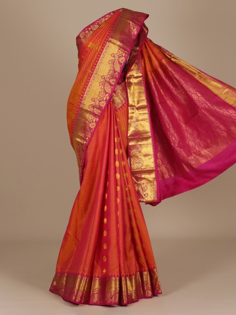 

Pothys Orange Woven Design Pure Silk Saree