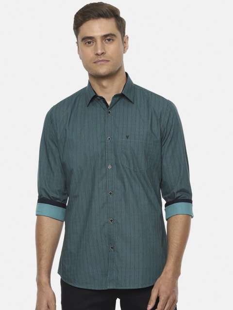 

Van Heusen Sport Men Green Slim Fit Striped Cotton Casual Shirt