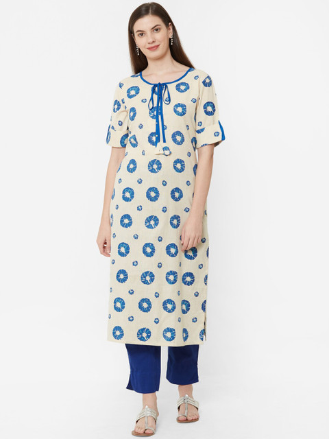 

Juliet Women Blue & Beige Printed Straight Kurta