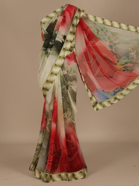

Pothys Cream-Coloured Printed Poly Chiffon Saree