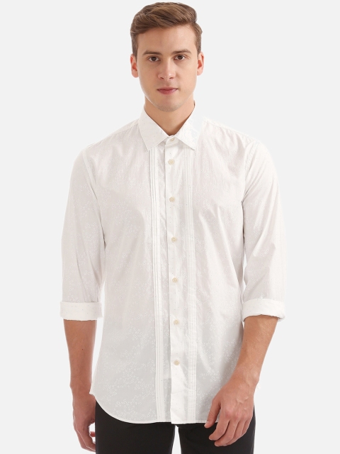 

AD By Arvind Men White Slim Fit Printed Casual Shirt