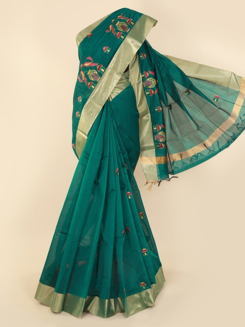 

Pothys Green Printed Silk Cotton Saree