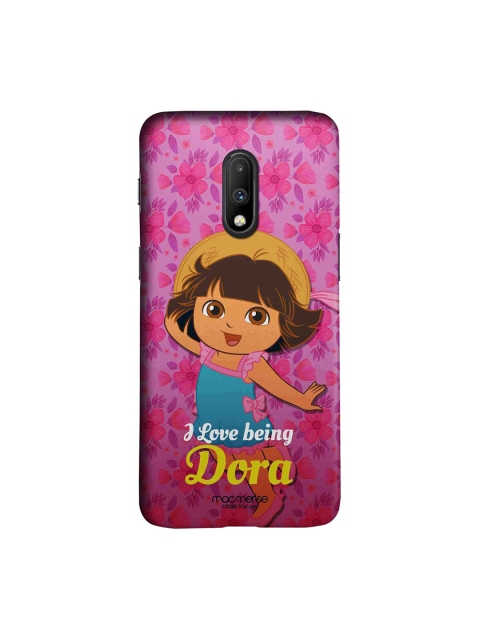 

macmerise Pink & Blue Cartoon Characters Lovely Dora OnePlus 7 Back Case