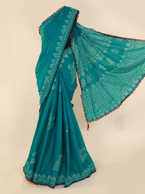 

Pothys Blue Printed Pure Cotton Saree
