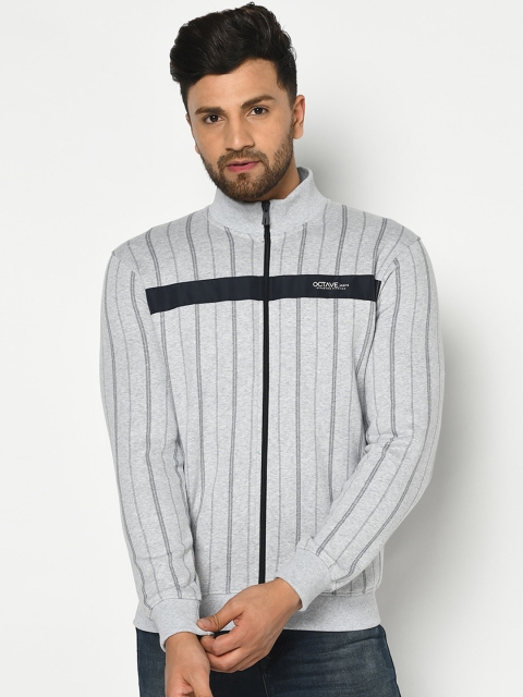

Octave Men Grey Striped Sweatshirt