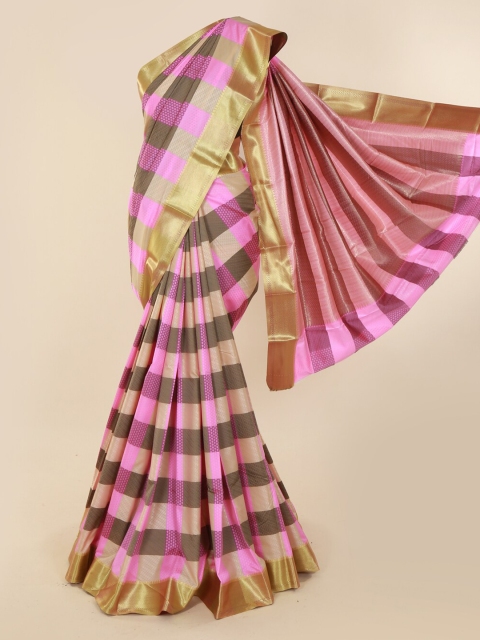 

Pothys Pink & Gold-Toned Art Silk Woven Design Saree