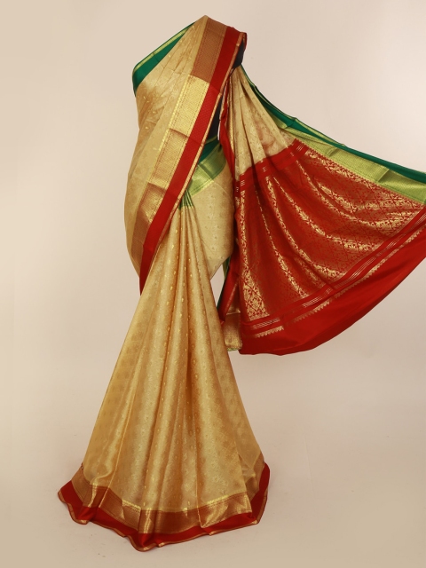 

Pothys Beige & Gold-Toned Pure Silk Woven Design Saree