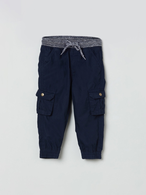 

max Boys Blue Regular Fit Solid Cargos