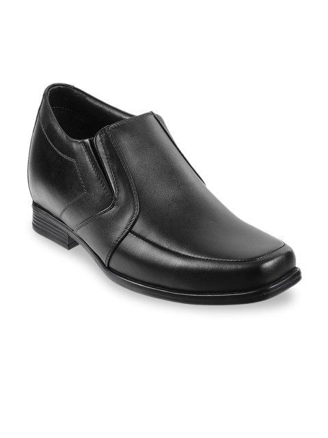 

DAVINCHI Men Black Solid Leather Formal Slip-On Shoes