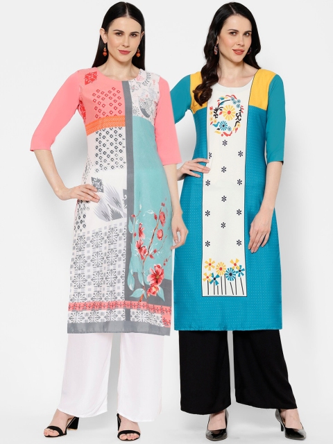 

7Threads Women Multicoloured Printed Straight Kurta, Multi