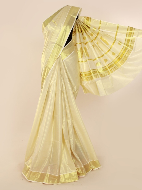 

Pothys Cream-Coloured Woven Design Pure Cotton Saree
