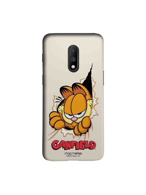 

macmerise Beige & Orange Heres Garfield Printed OnePlus 7 Back Case