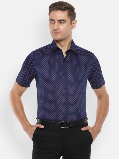 

Louis Philippe Men Navy Blue Regular Fit Printed Casual Shirt