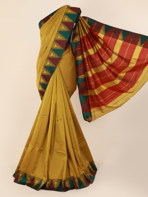 

Pothys Mustard & Red Art Silk Solid Saree