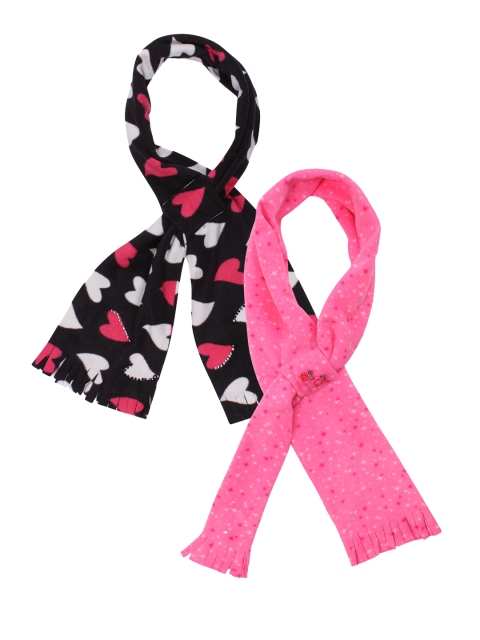 

CUTECUMBER Girls Pack Of 2 Printed Mufflers, Pink