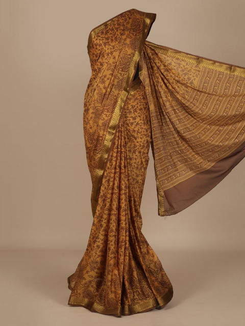 

Pothys Cream-Coloured Printed Poly Crepe Saree