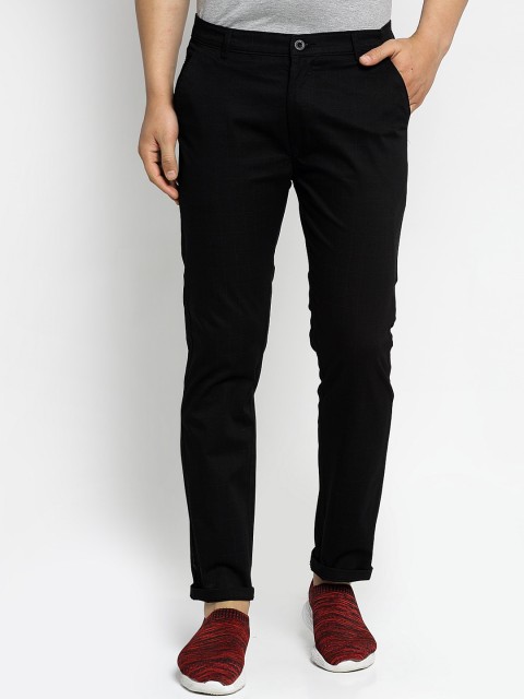

Rodamo Men Black Slim Fit Solid Regular Trousers