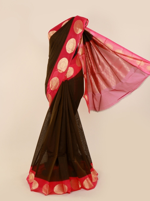 

Pothys Brown Solid Saree with Zari Border