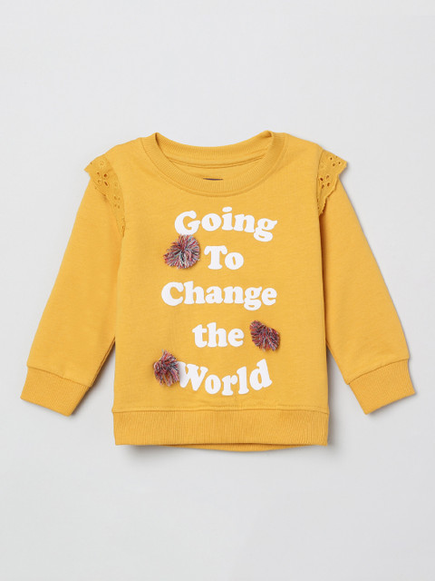 

max Girls Yellow & White Printed Sweatshirt