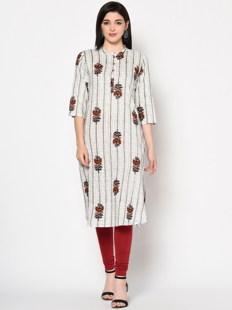 

GULMOHAR JAIPUR Women White & Red Embroidered A-Line Kurta