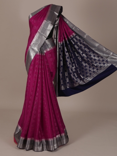 

Pothys Magenta & Navy Blue Pure Silk Woven Design Saree