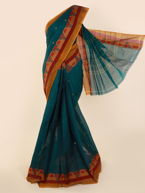 

Pothys Green & Mustard Yellow Pure Cotton Woven Design Saree