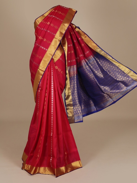 

Pothys Red & Gold-Toned Pure Silk Woven Design Saree