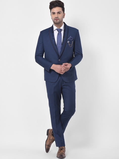 

LUXURAZI Men Blue Solid Single-Breasted Tailored-Fit Party Suit