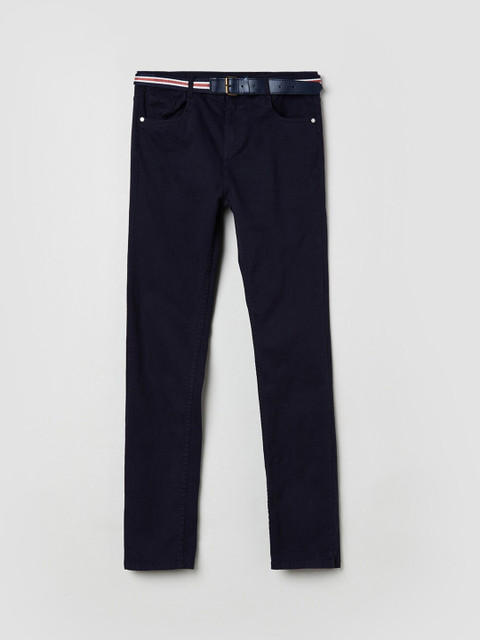 

max Boys Navy Blue Regular Fit Solid Regular Trousers