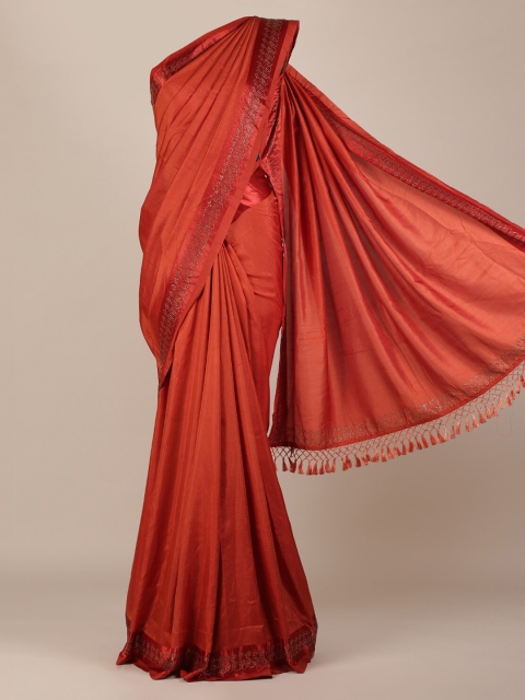 

Pothys Rust Solid Jute Silk Saree