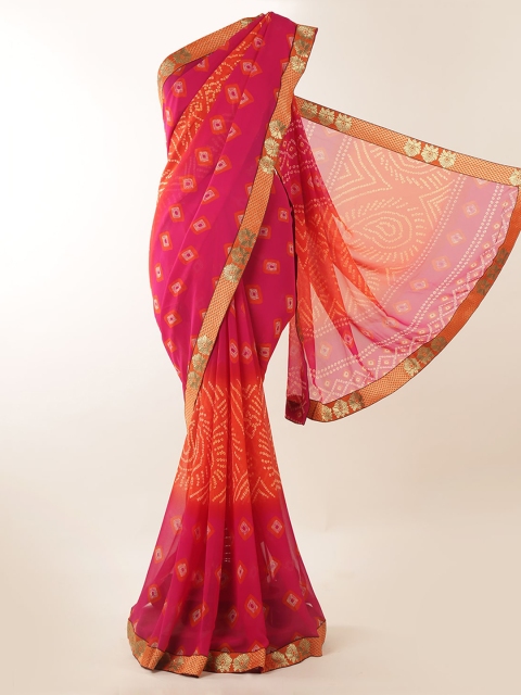 

Pothys Magenta & Orange Poly Georgette Printed Saree