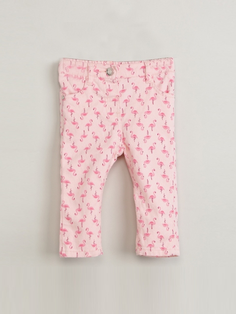 

max Girls Peach-Coloured Regular Fit Printed Regular Trousers