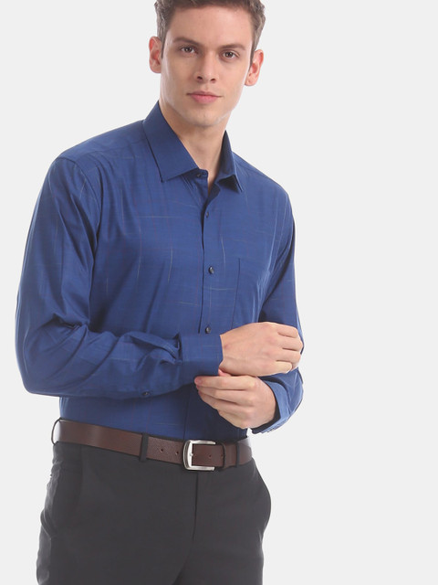 

AD By Arvind Men Blue Regular Fit Printed Formal Shirt