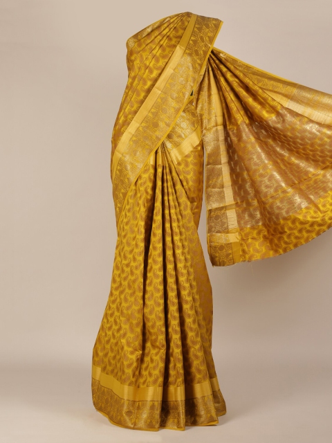 

Pothys Mustard & Gold-Toned Jute Silk Woven Design Saree