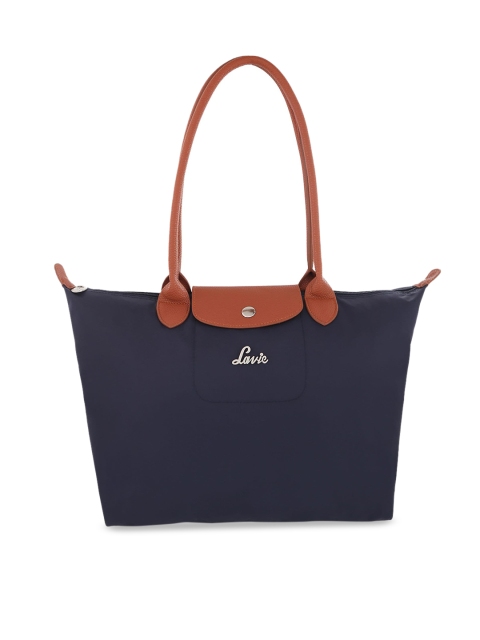 

Lavie Navy Blue Solid Tote Bag