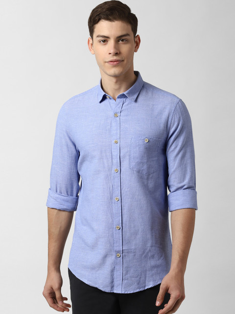 

Peter England Casuals Men Blue Slim Fit Solid Casual Shirt