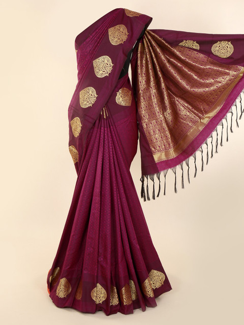 

Pothys Burgundy Printed Art Silk Saree