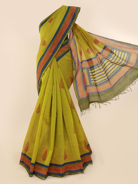 

Pothys Olive Green Printed Pure Cotton Saree