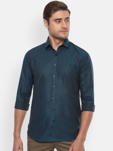 

V Dot Men Navy Blue Slim Fit Printed Casual Shirt