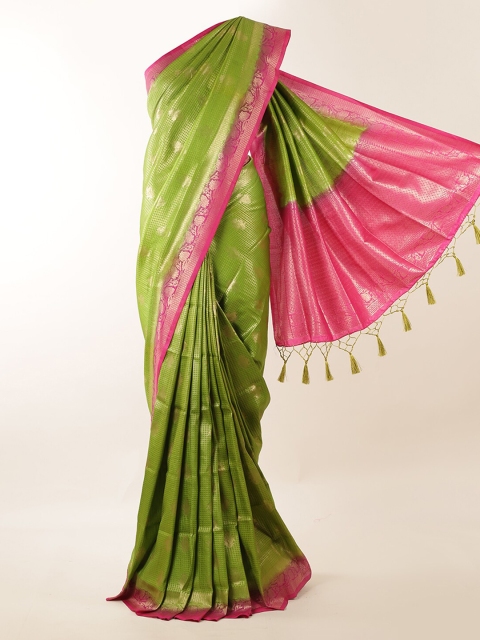 

Pothys Green & Pink Jute Silk Woven Design Saree