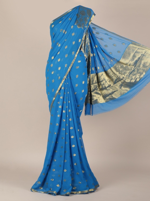 

Pothys Blue Woven Design Poly Georgette Saree