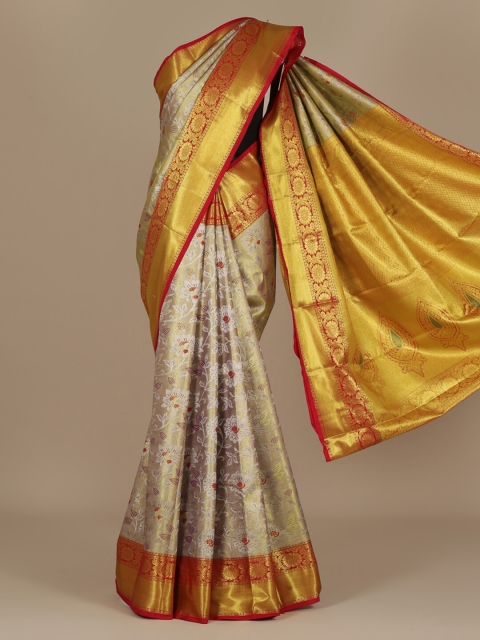 

Pothys Silver-Toned & Gold-Toned Art Silk Woven Design Saree